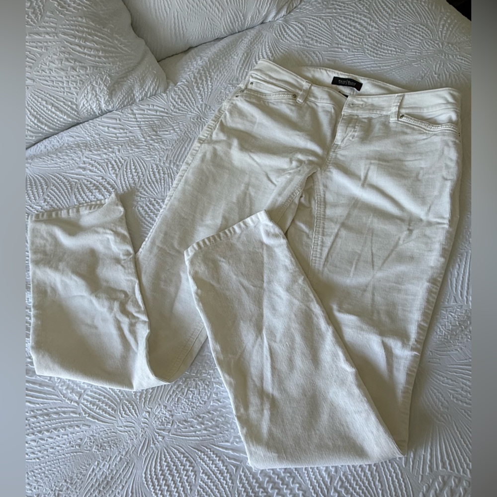 White House Black Market Corduroy Cream Straight Leg Pants